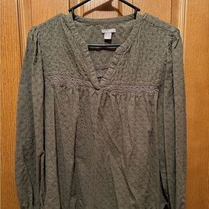Falls Creek Olive Textured Blouse